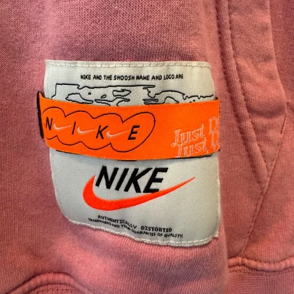 Nike Pink Distorted Swoosh Hoodie Just Do It Graphic Women’s Medium - Picture 4 of 9